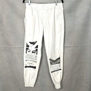 NWT‼️ ZARA white men’s baggy pants with cool graphics SZ. M